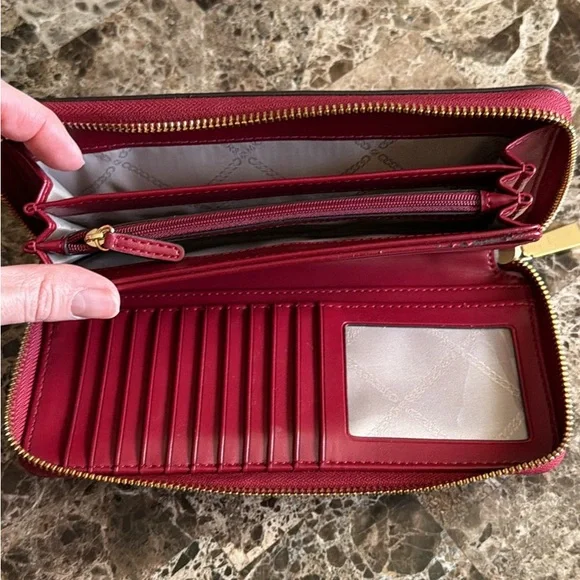 Michael Kors Red Zip-Around Wristlet Clutch with Gold Hardware - Picture 5 of 5